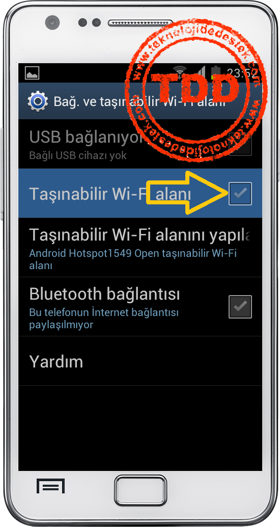 HotSpot, Android, Taşınabilir Wi-Fi Alanı, HotSpot Açma, HotSpot Kapatma,