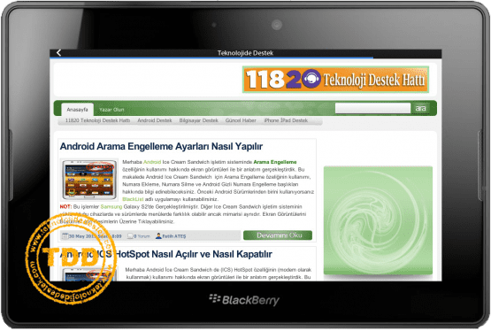 PlayBook HotSpot, PlayBook HotSpot Ayarları, PlayBook HotSpot İnternet Bağlantı Sorunu, HotSpot, BlackBerry,