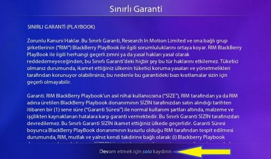 Blackberry ID Oluşturma, PlayBook, BlackBerry, PlayBook İlk Kurulum