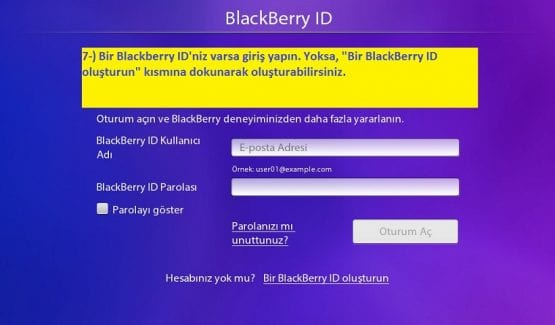 Blackberry ID Oluşturma, PlayBook, BlackBerry, PlayBook İlk Kurulum