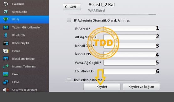 PlayBook DNS Ayarları, PlayBook IP Ayarları, BlackBerry, PlayBook, IP ve DNS Ayarları,