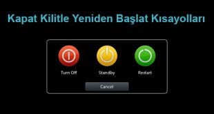 Kapat Kilitle Yeniden Başlat Kısayolları
