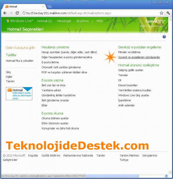 Hotmail E-Posta Engelleme 03