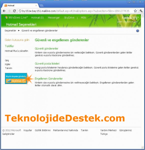 Hotmail E-Posta Engelleme 04