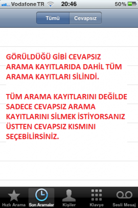 Arama Kaydı, iPhone, iPhone Cevapsız Çağrıları Silmek, iPhoneArama Kaydını Silmek,
