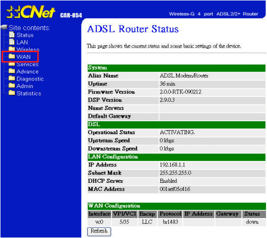 Cnet CAR854 ADSL Wireless Modem Kurulumu 03