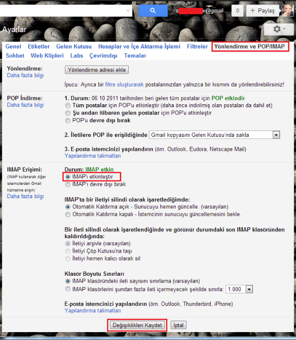 Gmail Hesabını Outlooka Tanımlamak2 gmail outlook ayarları, outlook gmail ayarları, outlook gmail kurulumu,