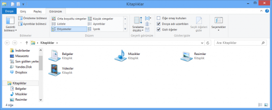 Windows 8 Dosya Uzantılarını ve Gizli Dosyaları Görmek