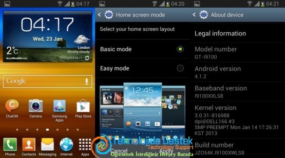 Samsung Galaxy S II Android 4.1.2 Güncellemesi