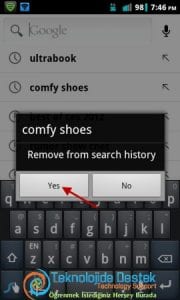 Google Arama sonuçlarınızı silmek Android