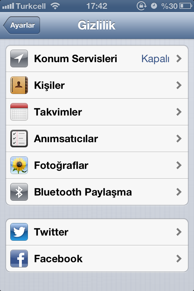 Gizlilik Ayarları
