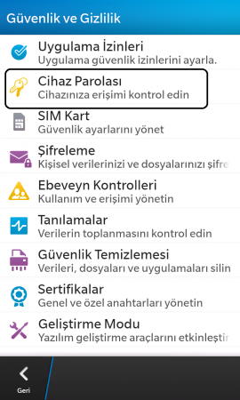 Blackberry Z10 Ekran Kilidi Parola Koyma2