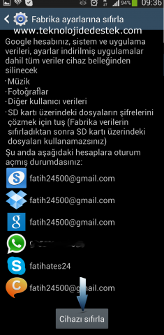 Samsung i9500 Galaxy S4 Hard Reset