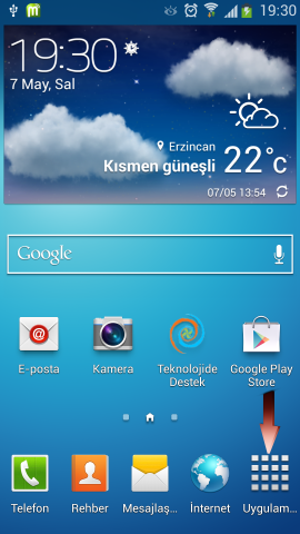 Samsung i9500 Galaxy S4 USB Hata Ayıklamayı Açmak