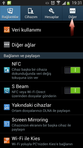 Samsung i9500 Galaxy S4 USB Hata Ayıklamayı Açmak