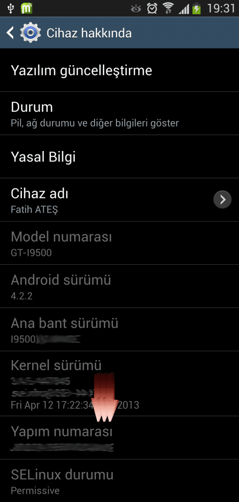 Samsung i9500 Galaxy S4 USB Hata Ayiklama Acmak (5)
