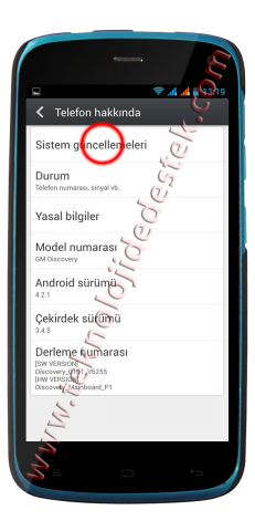 General Mobile Discovery Yazılım Güncelleme