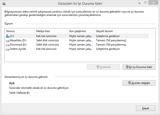 Windows 8 de SSD Birlestirme Nasil Kapatilir 01