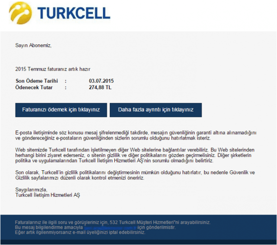 Turkcell Fatura Bilgilendirme, Turkcell Virüslü Fatura, Turkcell Sahte Fatura, Turkcell Virüslü E-Posta, Turkcell Virüslü Mail,