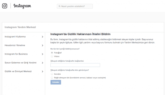 instagram müşteri hizmetleri, instagram video kaldırma isteği, instagram resim kaldırma isteği, billgisayardan instagram gizlilik ayarları nasıl yapılı,