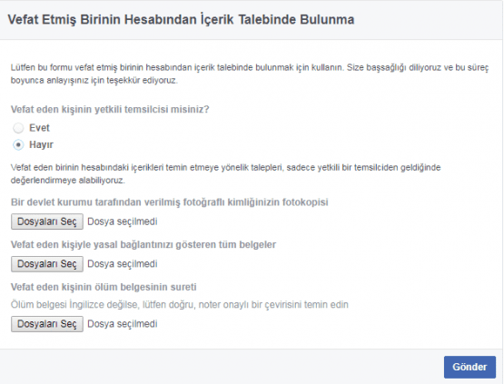facebook vefat mesajları, vefat eden kişinin hesabına içerik ekleme, facebook müşteri hizmetleri, facebook destek, Facebook Vefat Etmiş Birinin Hesabından İçerik Talebinde Bulunma,