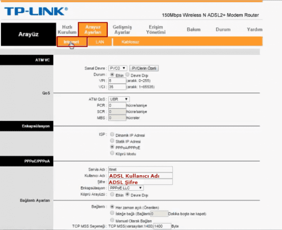 tp-link td-w8951nd modem kurulumu