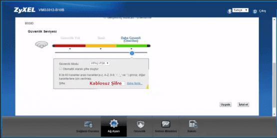 ZyXEL VMG3312-B10B Modem Kurulumu için Hazırlanmış Görseller. Kablosuz Ayarları Bölümü.