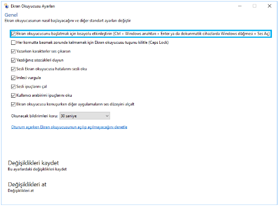 windows 10 ekran okuyucusu kapatma, windows 10 ekran okuyucusu sorunu,