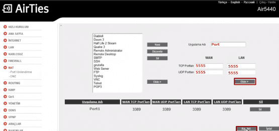 airties 5440 modem port açma, airties 5440 port açma, airties 5440 modem kamera port açma, airties 5440 kamera port açma,