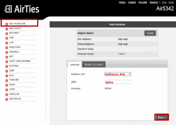 Airties Air 5342 Modem Kurulumu: Airties Air 5342 modem internet sorunlarında DSL ışığı sabit yanıyor ancak internete giriş yapamıyorsanız buyurun.