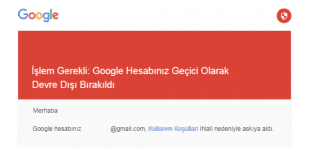 google hesabınız geçici olarak devre dışı bırakıldı