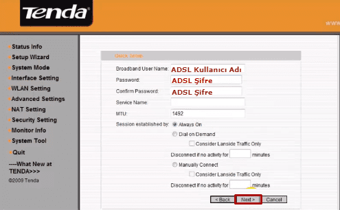 tenda w548d, tenda w548d arayüz şifresi, tenda w548d modem kurulumu,