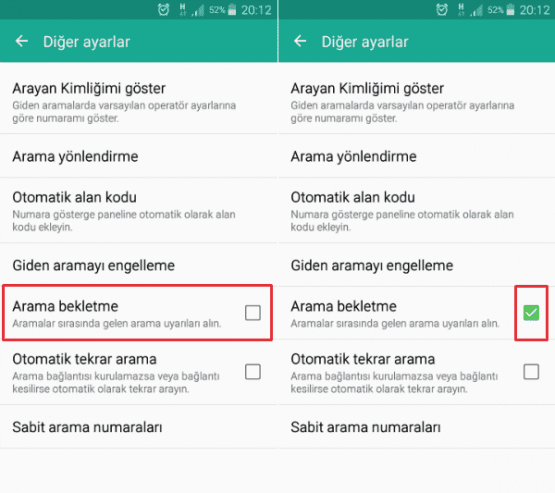 Android arama bekletme veya Android çağrı bekletme