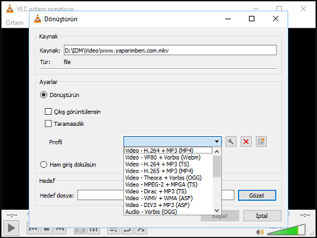 vlc media player ile video dönüştürme