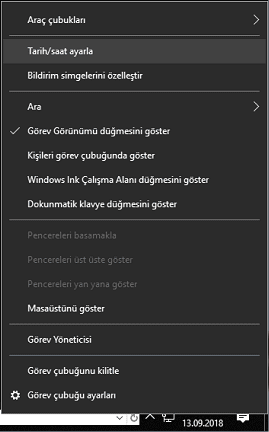 windows 10 tarih ve saat biçimi