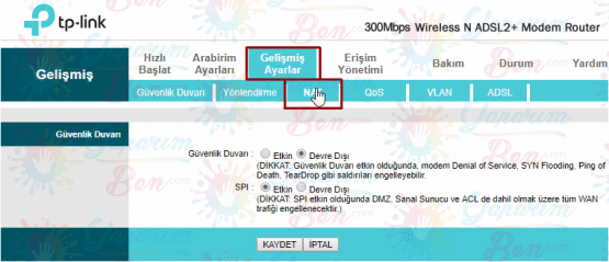 TP Link W8961n Port Açma