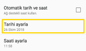 Android Tarih ve Saat Ayarları