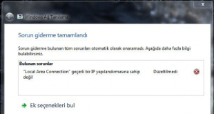 Ethernet Geçerli Bir IP Yapılandırmasına Sahip Değil Hatası