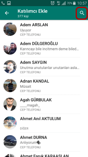 WhatsApp Gurup Araması