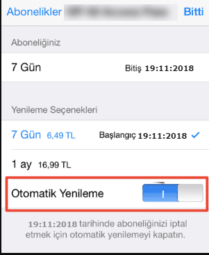 iPhone ve iPad Üye Olunan Uygulamaların iptali