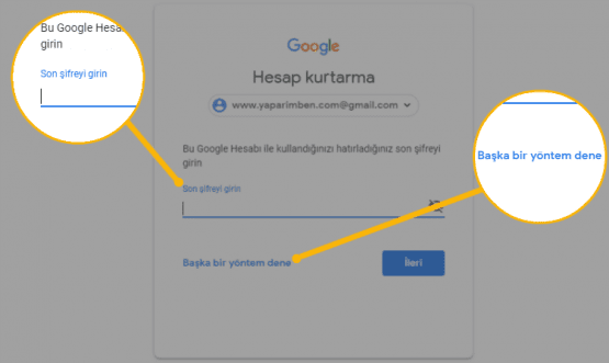 Gmail Şifre Sıfırlama