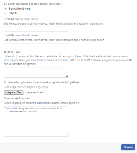 Facebook Bilgim Dışında Tahsil Edilen Ücret itirazı