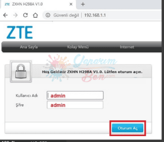 ZTE ZXHN H298A Port Yönlendirme