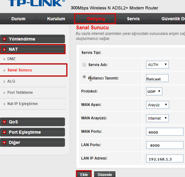 TP Link TD864W Modem Port Açma 11