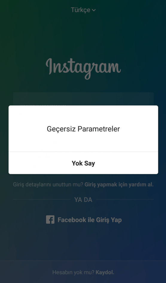 Instagram Geçersiz Parametre Hatası Çözümü