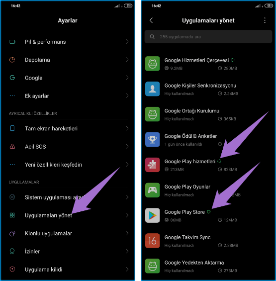 Google Play oturum açma sorunu için ekran görüntüleri.