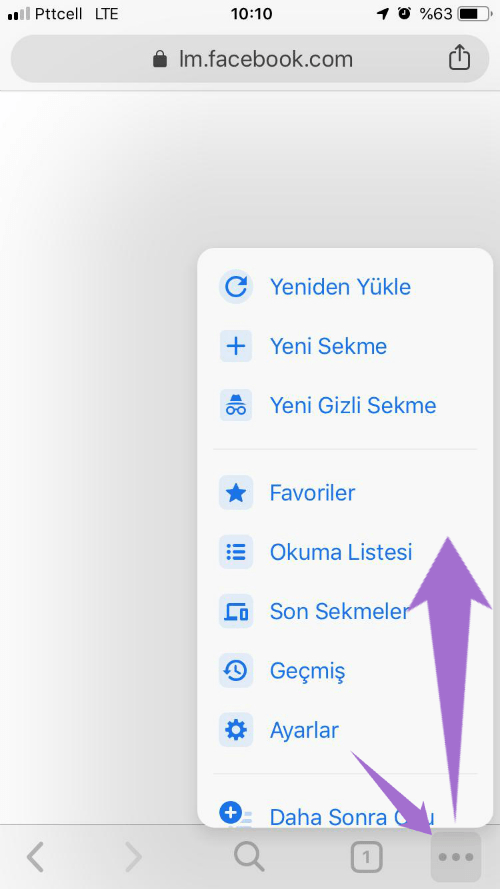 iPhone için Chrome Hızlı Menü Hareketi
