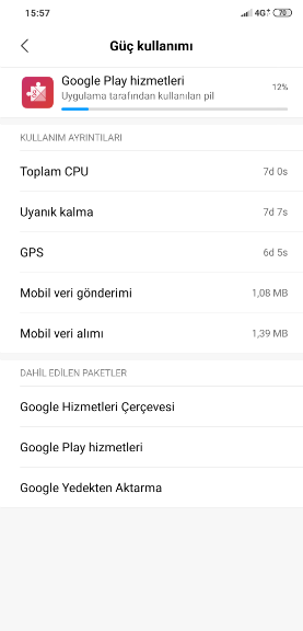 Google Play Hizmetleri Pil Kullanımı