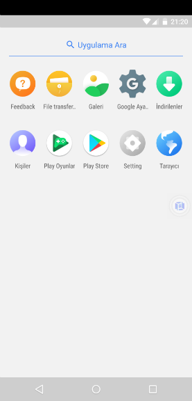 Android'de Sanal Makine Uygulamalar Menüsü