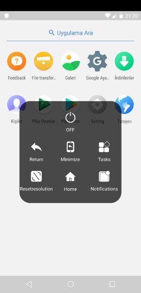 Android Sanal Makine Navigasyon Menüsü